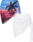 2 Pieces Women Beach Sarongs Sheer Cover Ups Chiffon Bikini Wrap Skirt for Swimwear S-XXL