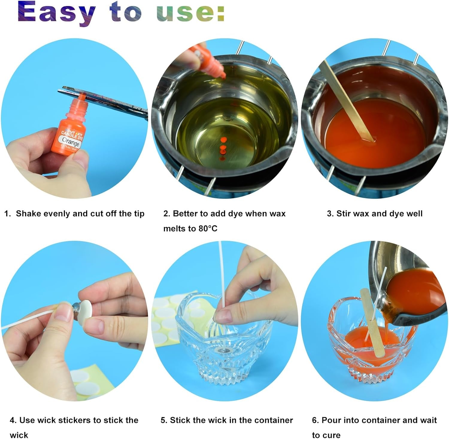 Candle Dye - 32 Colors Candle Wax Dye, Highly Concentrated Candle Color Dye, Oil-Based Liquid Candle Dye for Soy Wax, Candle Making - 5Ml Each