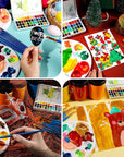 Paint Brushes & round Paint Palette Set, Paintbrushes, Synthetic Paint Brush, Brushes for Painting, Plastic Paint Tray Palettes, Paint Brushes for Acrylic Painting, Watercolor, Rock Painting