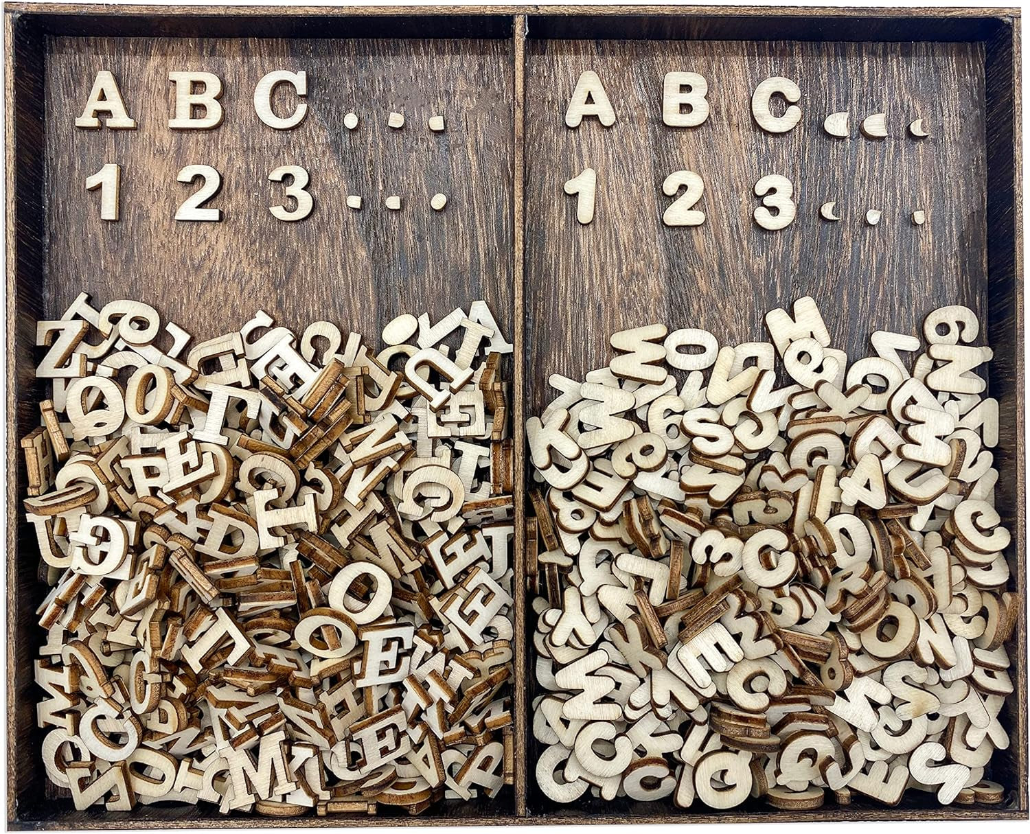 592 Pieces 1/2 Inch Mini Wooden Alphabet Letters and Unfinished Wood Numbers with Rustic Storage Tray for Scrapbooking DIY Crafts Homemade Gifts