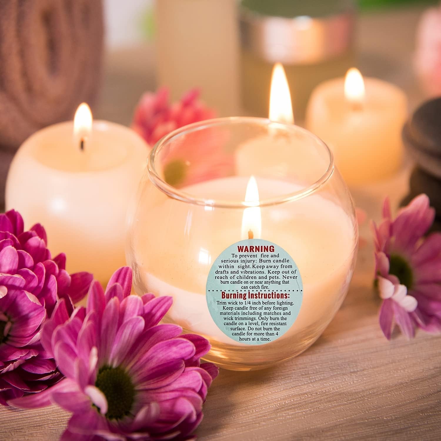 1000 PCS Candle Warning Labels, 1.5Inch round Candle Safety Labels Sticker for Candle Making DIY Candle Jars (Colourful)