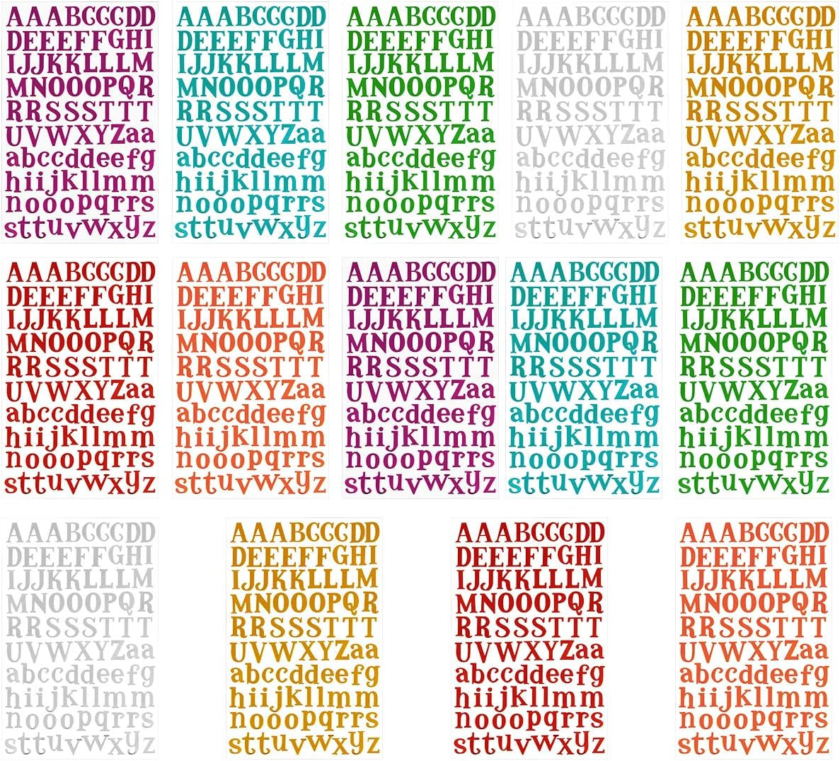 14 Sheets Letter Sticker- Colorful Alphabet Sticker Self Adhesive Vinyl Letter Stickers for DIY Scrapbooking Gifts Box Card Craft