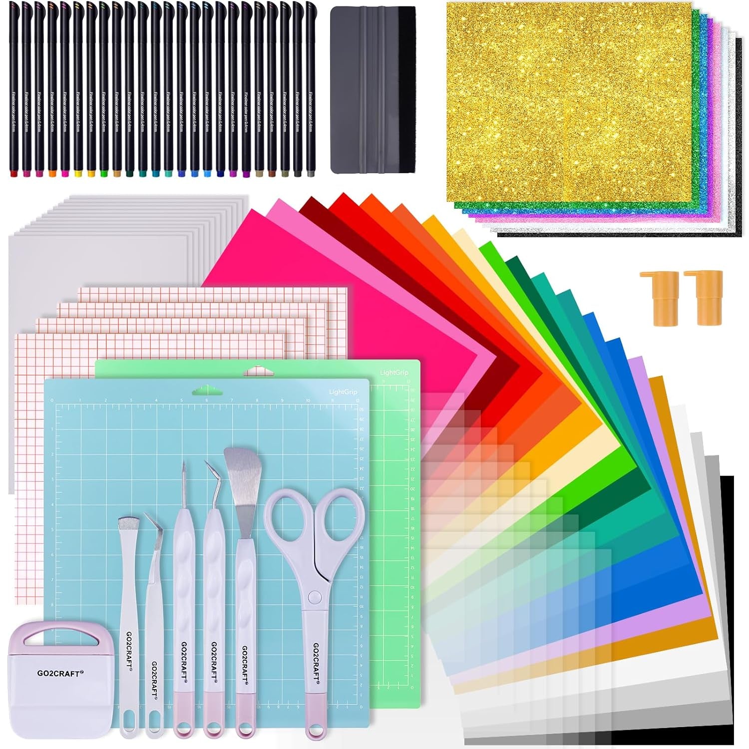 Accessories Bundle for Cricut Joy, 70Pcs Ultimate Accessories and Supplies with Adhesive Vinyl Sheets, Folded Card Stock, Card Mat, Weeding Tools, Crafting Starter Kit for Cricut Projects