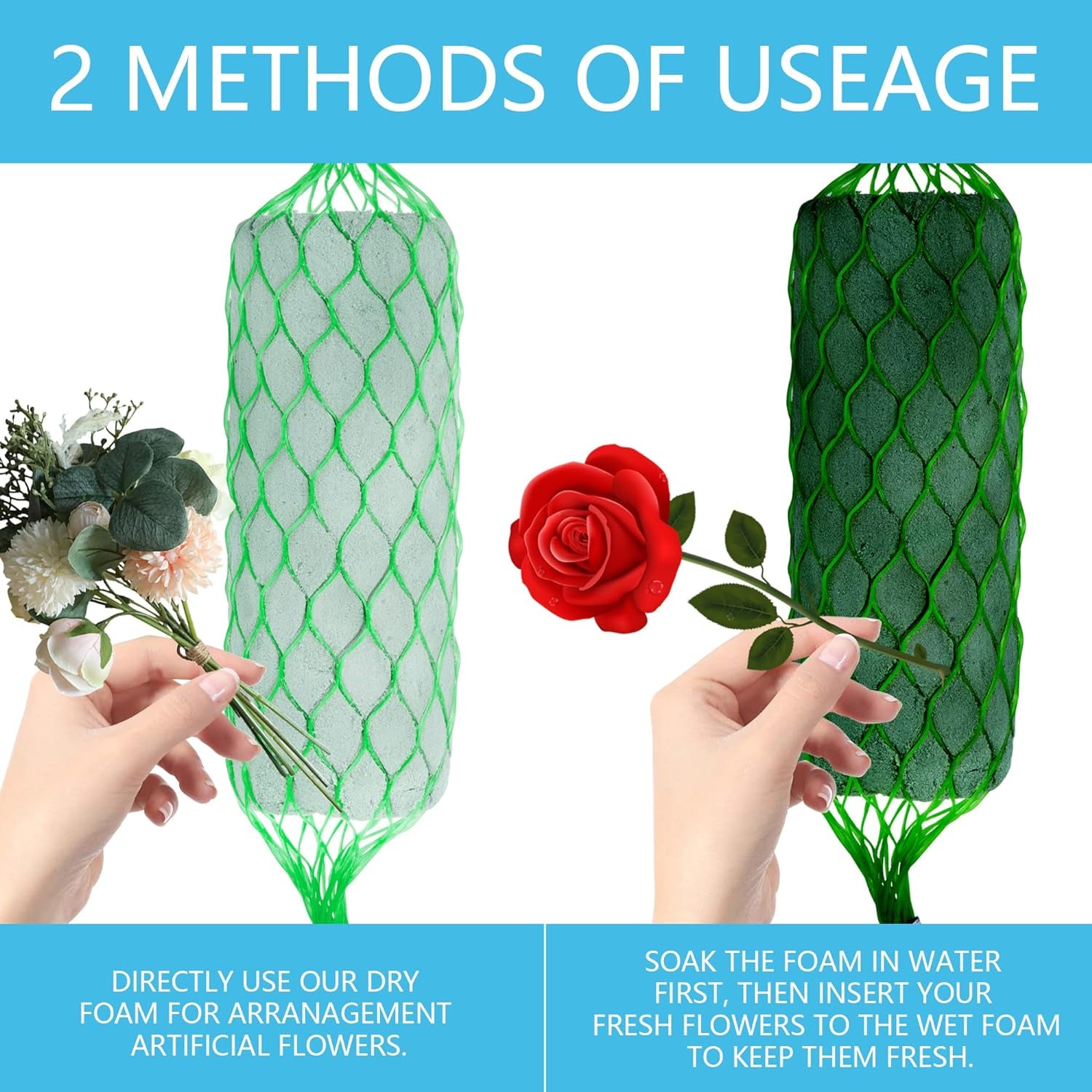 14 Piece Floral Foam Garland for Flowers,9.2Ft Flower Sponge Blocks Kit,Absorption Flower Holder Arch Door,Floral Craft Dry Foam Bricks,Green Floral Foam Arrangement for Home Wedding Garden