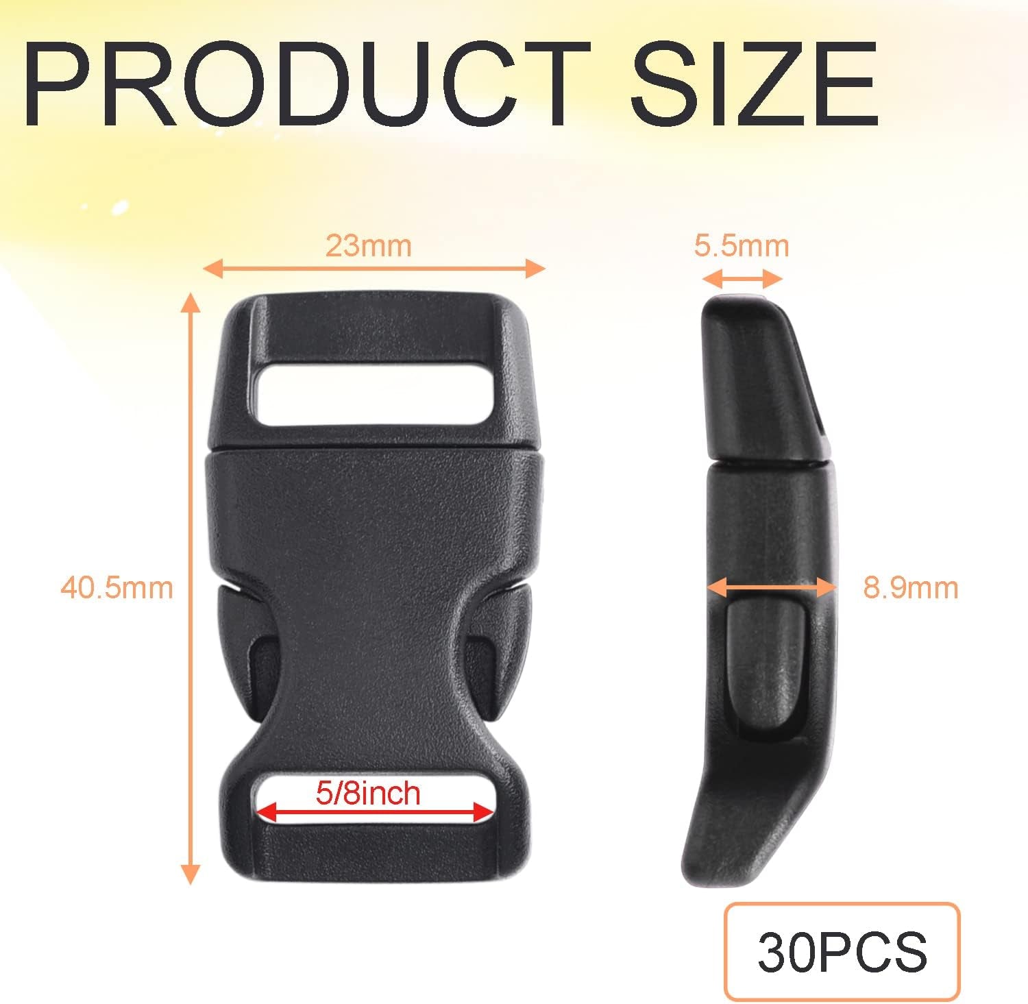 30 Pack 5/8 Inch Side Release Buckles, Contoured Plastic Paracord Bracelet Buckles, Paracord Buckles for Parachute 550 Cord Clips Paracord Bracelets Clasp Dog Collar Buckle DIY Craft Accessories