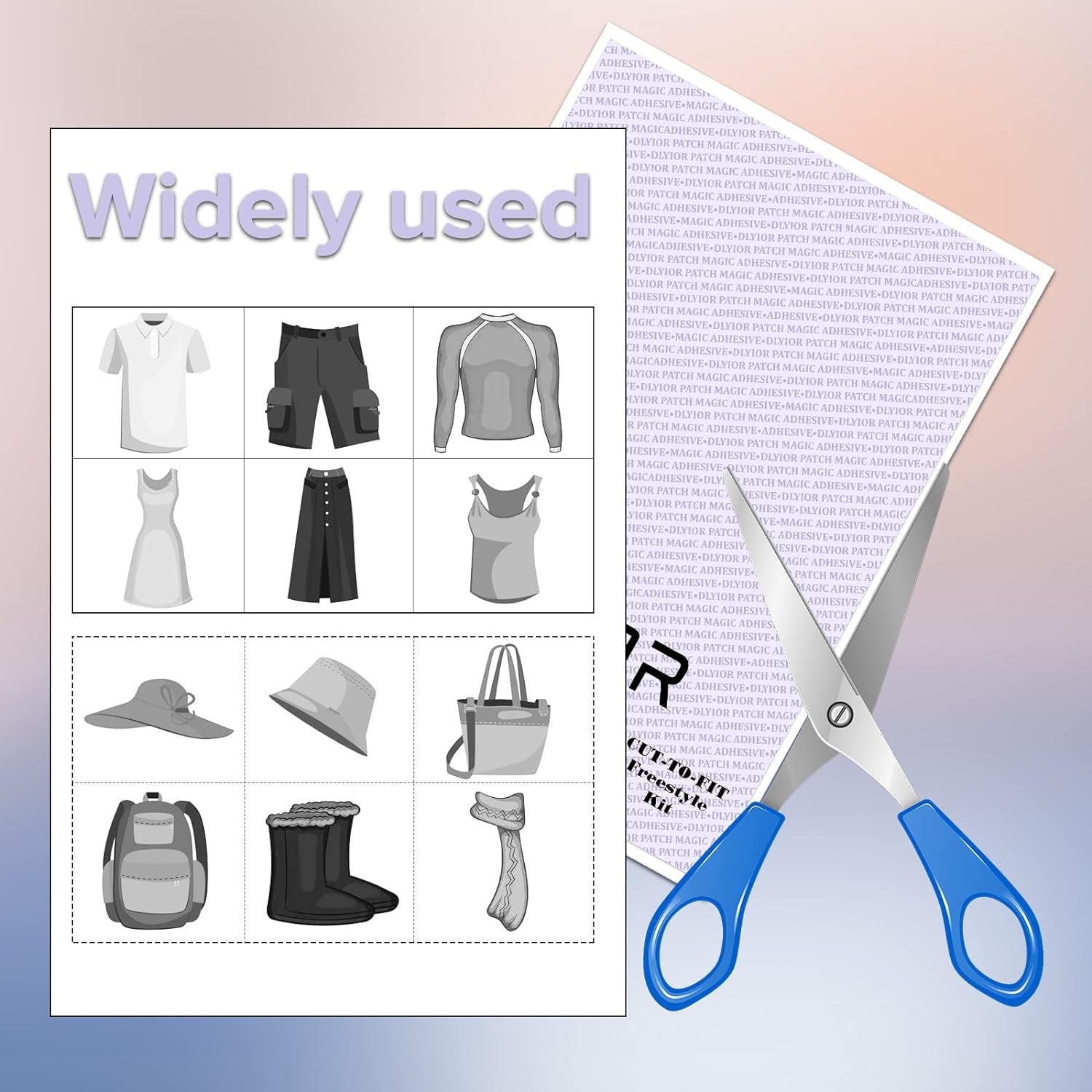 Patch Magic Adhesive, Washable Double-Sided Glue for Iron on Patches and Cut to Fit Freestyle Girl Scout Patches Kit.(2 Pack)