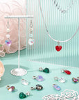 6 Colors Heart Glass Charms 30Pcs Faceted Heart Pendants Valentine Charms Crystal Dangle Charms with Bail Hanger Large Hole Beads for Wedding Mother Necklace Bracelets Making, Hole: 5Mm