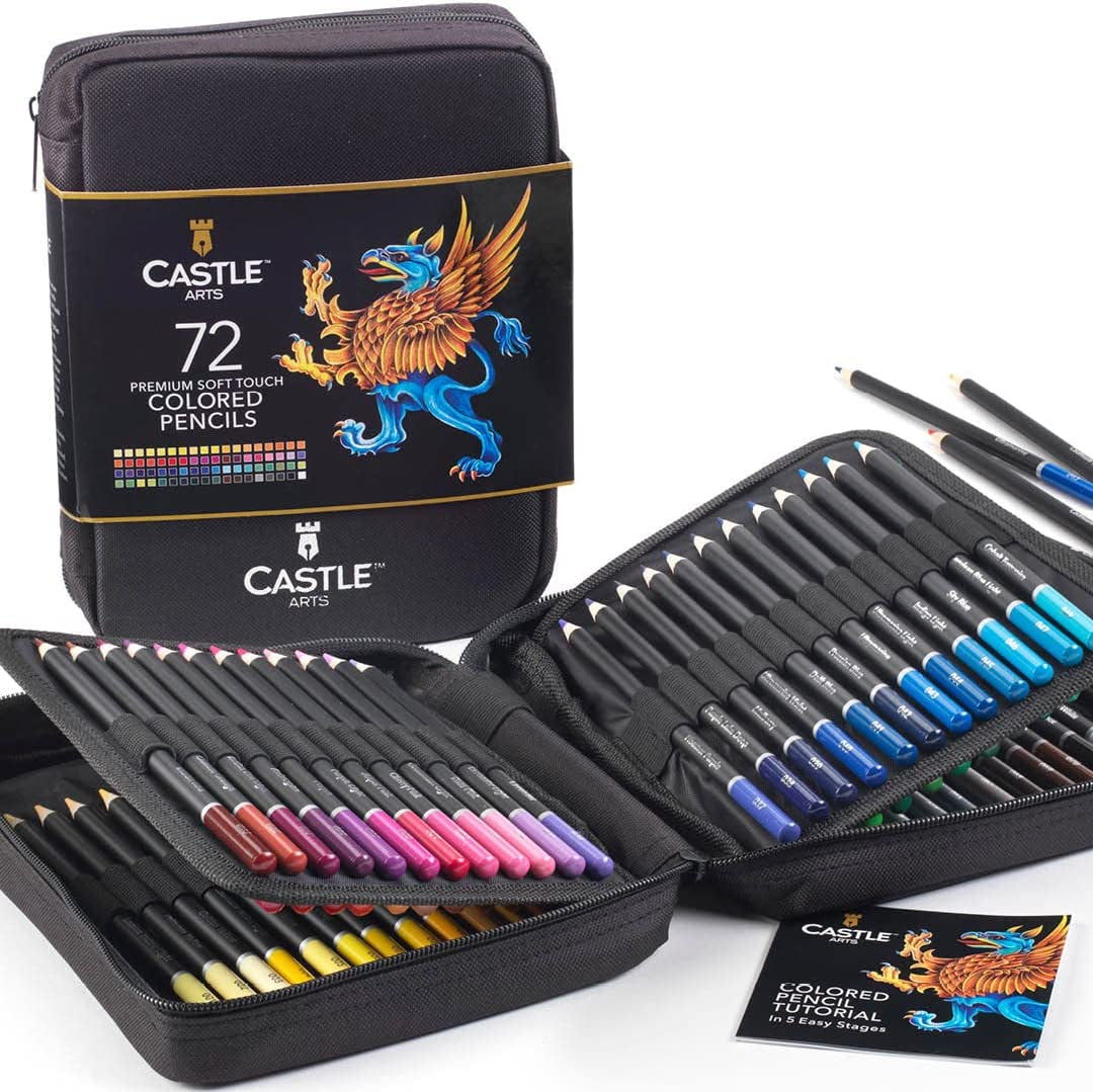 72 Colored Pencils Zipper-Case Set | Quality Soft Core Coloring Pencils for Adults, Professionals and Colorists | in Neat, Strong Carry-Anywhere Zipper Case