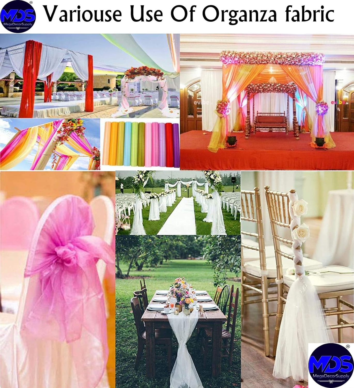 Pack of 25 Yards Long Bridal Solid Sheer Organza Fabric Bolt for Wedding Dress, Fashion, Crafts, Decorations, Backdrop, Christmas Craft Supplies, Silky Shiny Organza Fabrics 44” Wide- Dark Purple