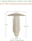 Vinyl Strap Fastener, Rivets for Patio Chairs Vinyl Straps, Pins for Lawn Furniture Straps, Fit 1/4'' Hole, Pack of 50, White