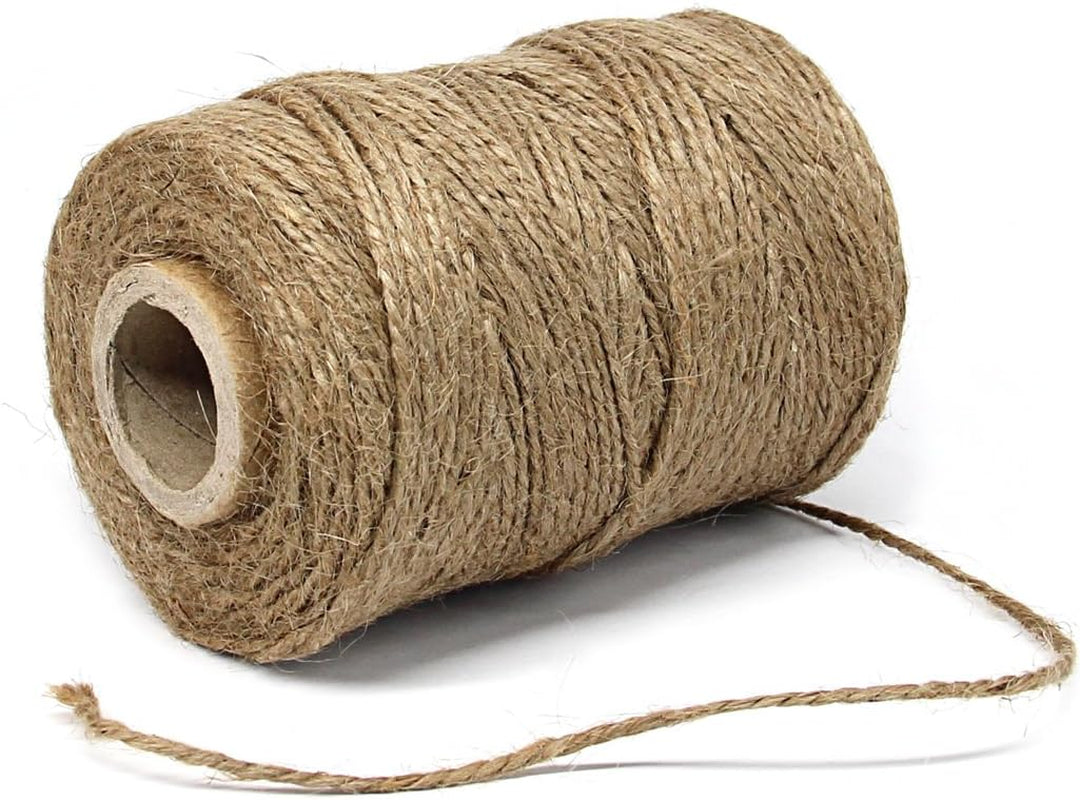 300 Feet Natural Jute Twine and 100PCS Brown Rectangle Kraft Paper Gift Tags for Crafts & Price Tags Labels by