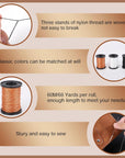 Upholstery Sewing Thread Kit,3 Rolls Upholstery Thread Heavy Duty Nylon Thread with 7 Pcs Leather Needles for Hand Sewing for Upholstery Leather Canvas Bags Sofa Furniture(3 Colors)