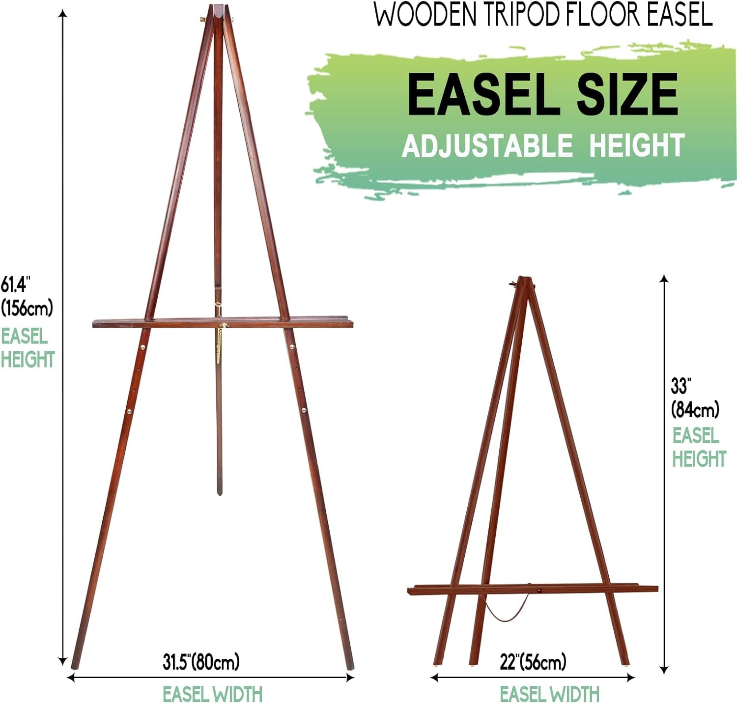 63" Wooden Tripod Artist Display Easel with Tray, A-Frame Adjustable Easel Stand for Wedding Sign, Foldable Easels for Painting Canvas, Display &amp; Posters