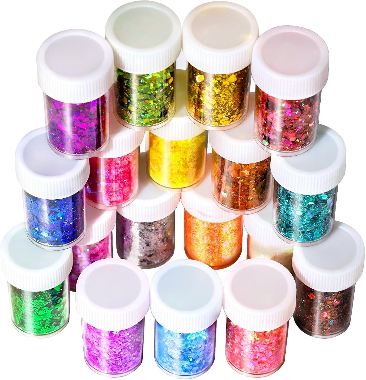 Glitter, Chunky Glitter, 18 Jars Glitter, Mixed Fine Chunky Glitter for Crafts, Craft Glitter for Resin, Holographic Iridescent Glitter Bulk, Glitter for Tumbler DIY Crafts, Total 270G