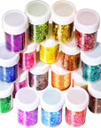 Glitter, Chunky Glitter, 18 Jars Glitter, Mixed Fine Chunky Glitter for Crafts, Craft Glitter for Resin, Holographic Iridescent Glitter Bulk, Glitter for Tumbler DIY Crafts, Total 270G