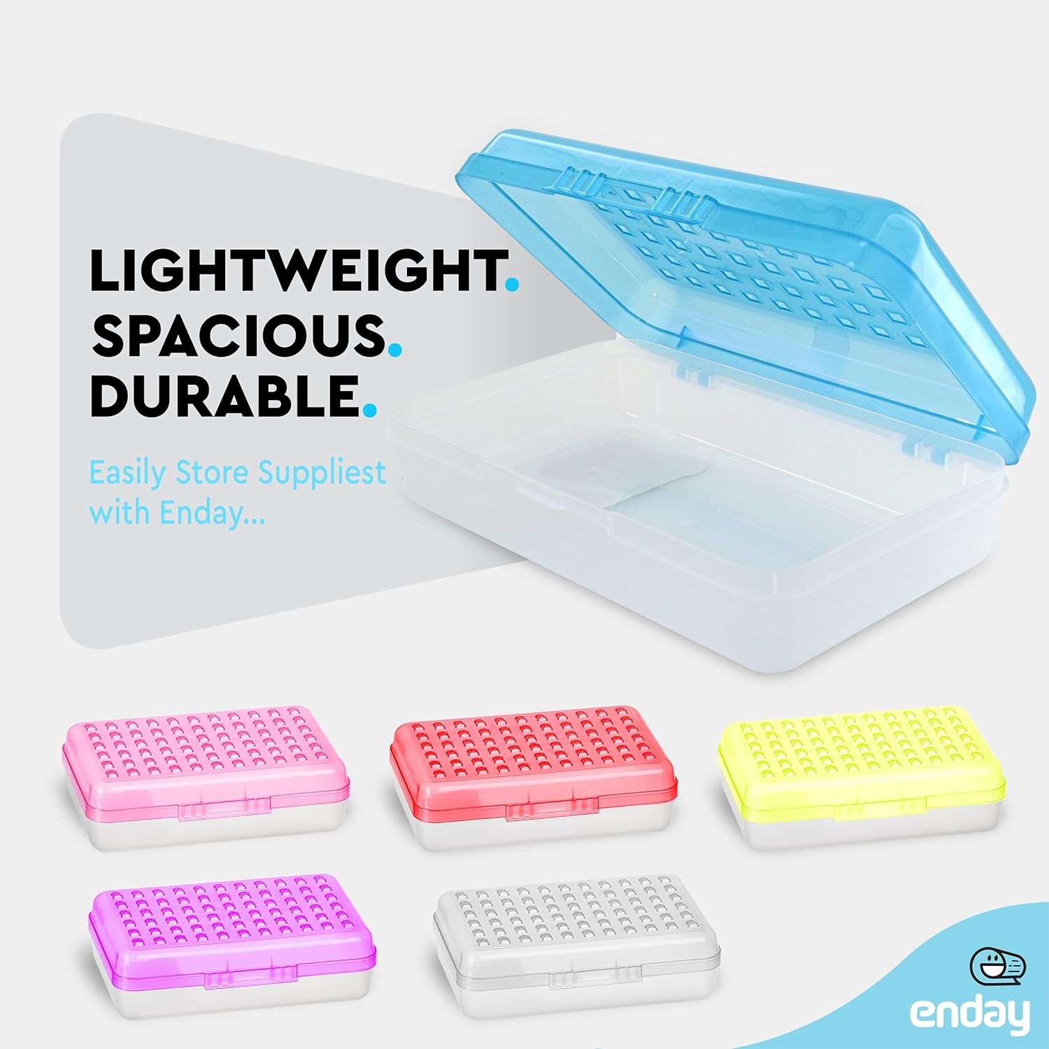 Plastic Pencil Box Large Capacity Pencil Boxes – 6 Pack Assorted Colors, Pencil Box Plastic Pencil Case Office Supplies Storage Organizer Box - by Enday