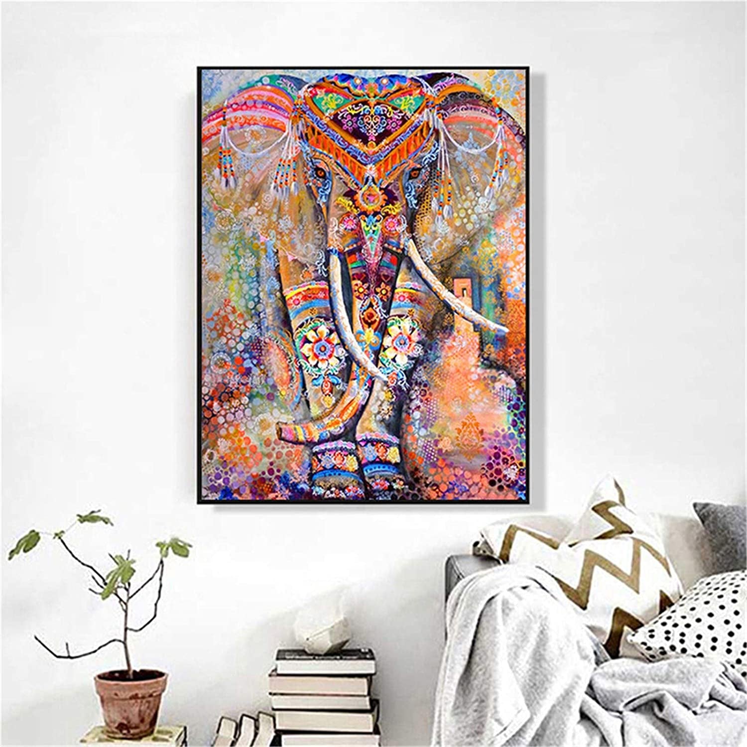 Diamond Painting Art Kits for Adults (19.7X15.7Inch) Elephant DIY 5D Diamonds Paintings Dotz Kit Full Drill Crafts Dots Pack for Home Office Wall Decor (Elephant)