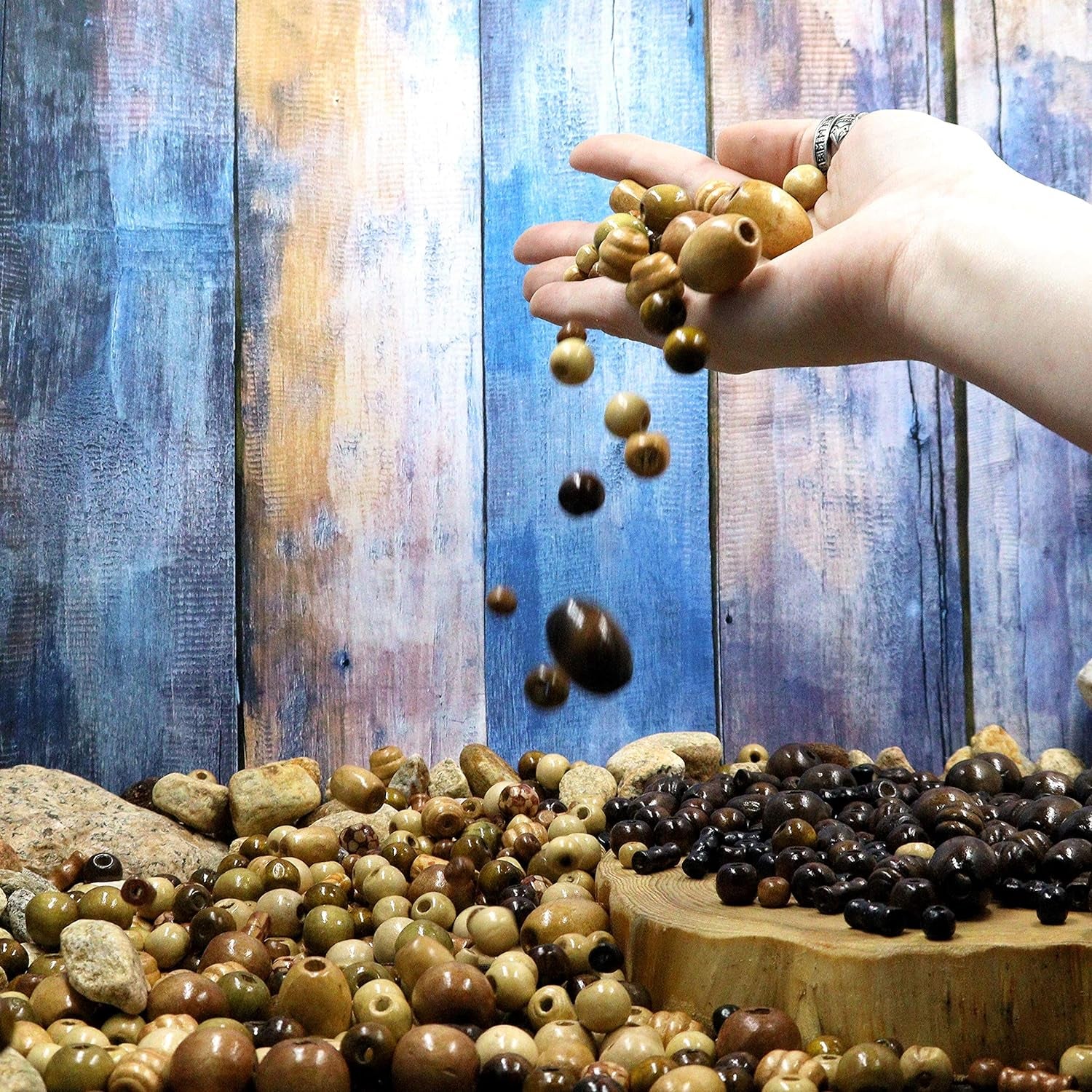 700 Wooden Beads for Jewelry Making Adults, Assorted African Beads, Wood Beads for Craft Bracelets and Necklace Jewelry, Crafts Macrame Supplies, round Bead Pack for Bracelet and Necklaces