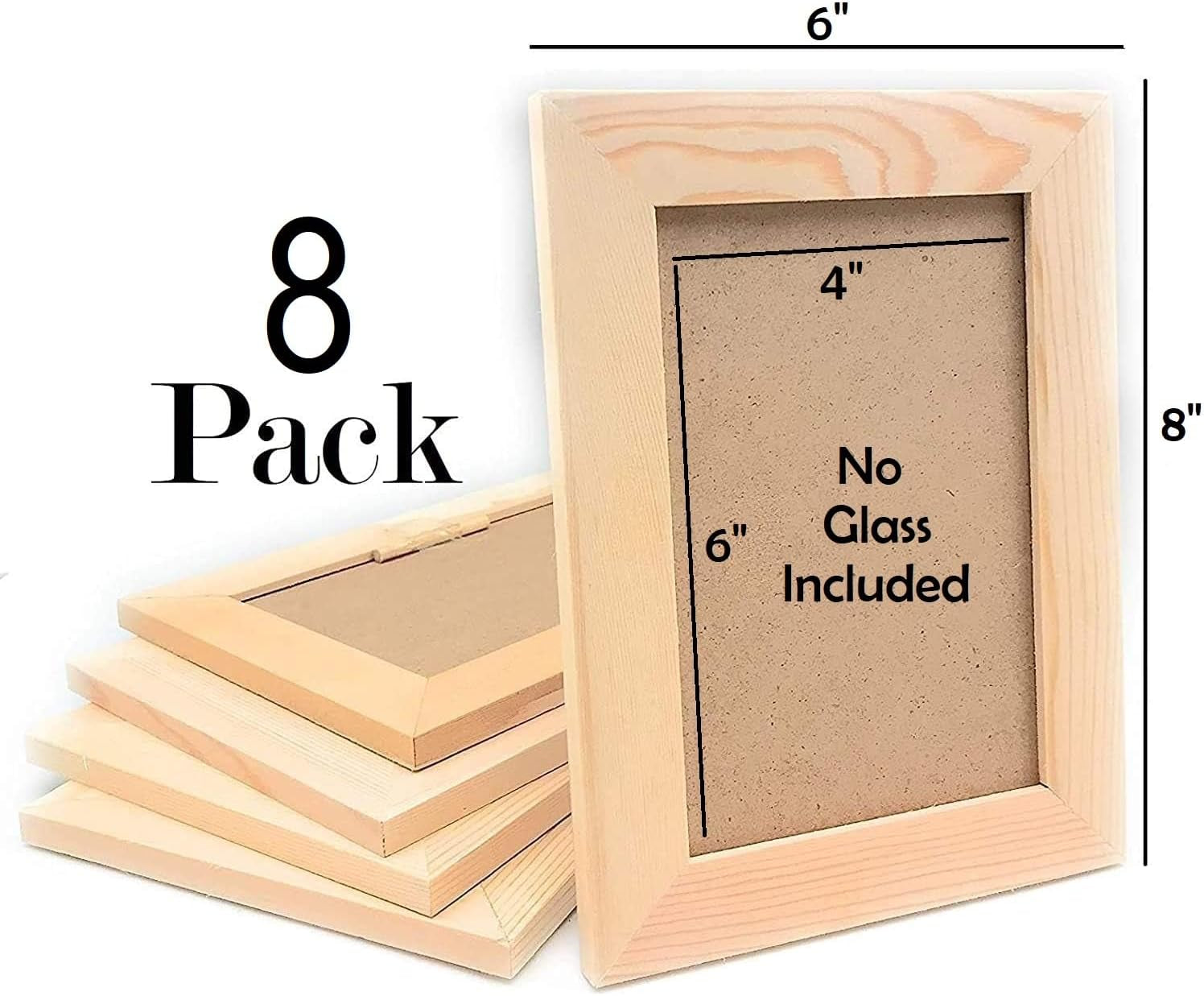 Unfinished Solid Wood Picture Frames for Arts Crafts, DIY Painting Project Stand or Hang on the Wall 6X8 Frame Size Holds 6X4 Pictures for Kids Craft Birthday, School Projects (12)