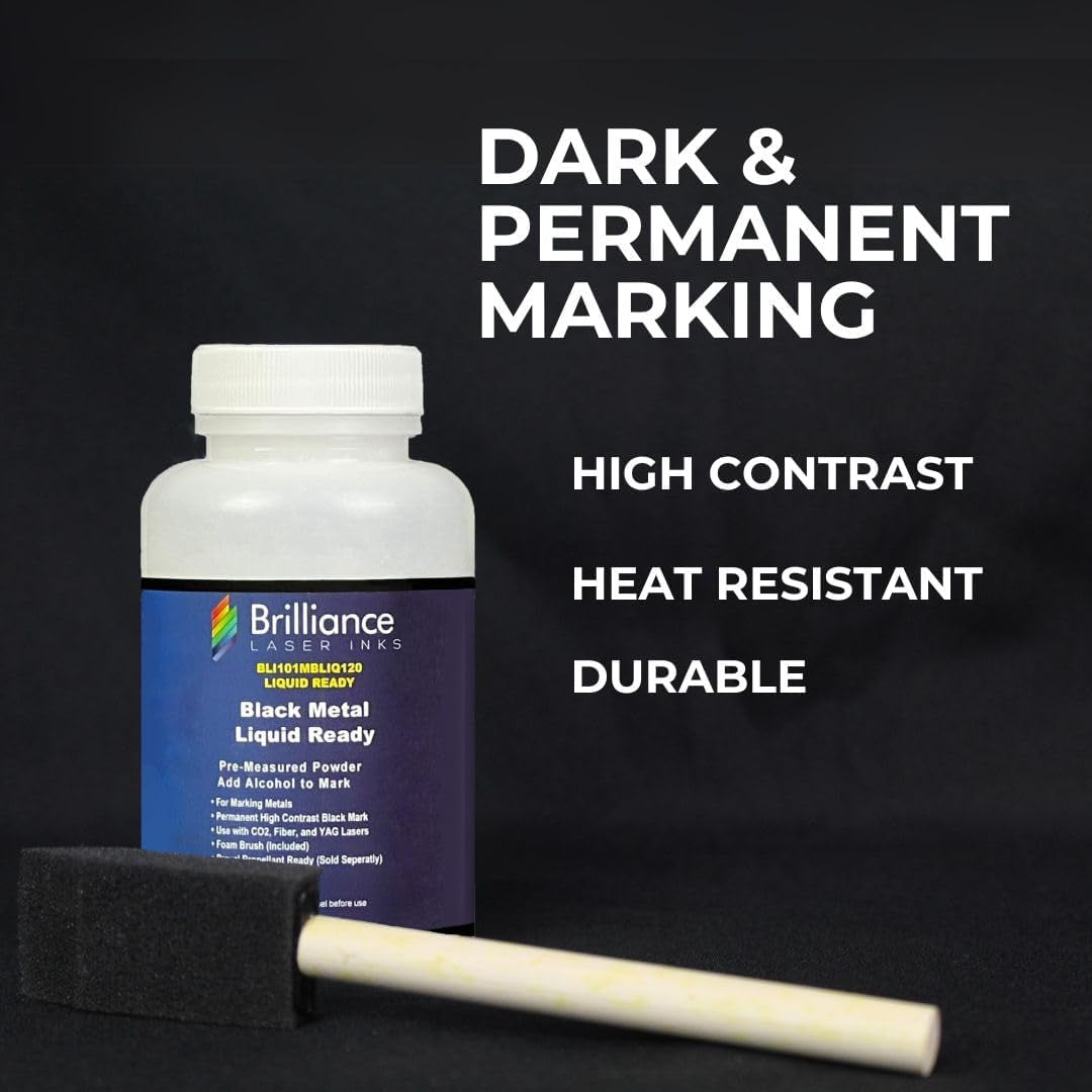 Liquid Ready Laser Marking Powder-"" -BLI101MBLIQ120- Black Laser Ink for Metals Marking with Co2/Fiber/Yag (120 Ml, Black)