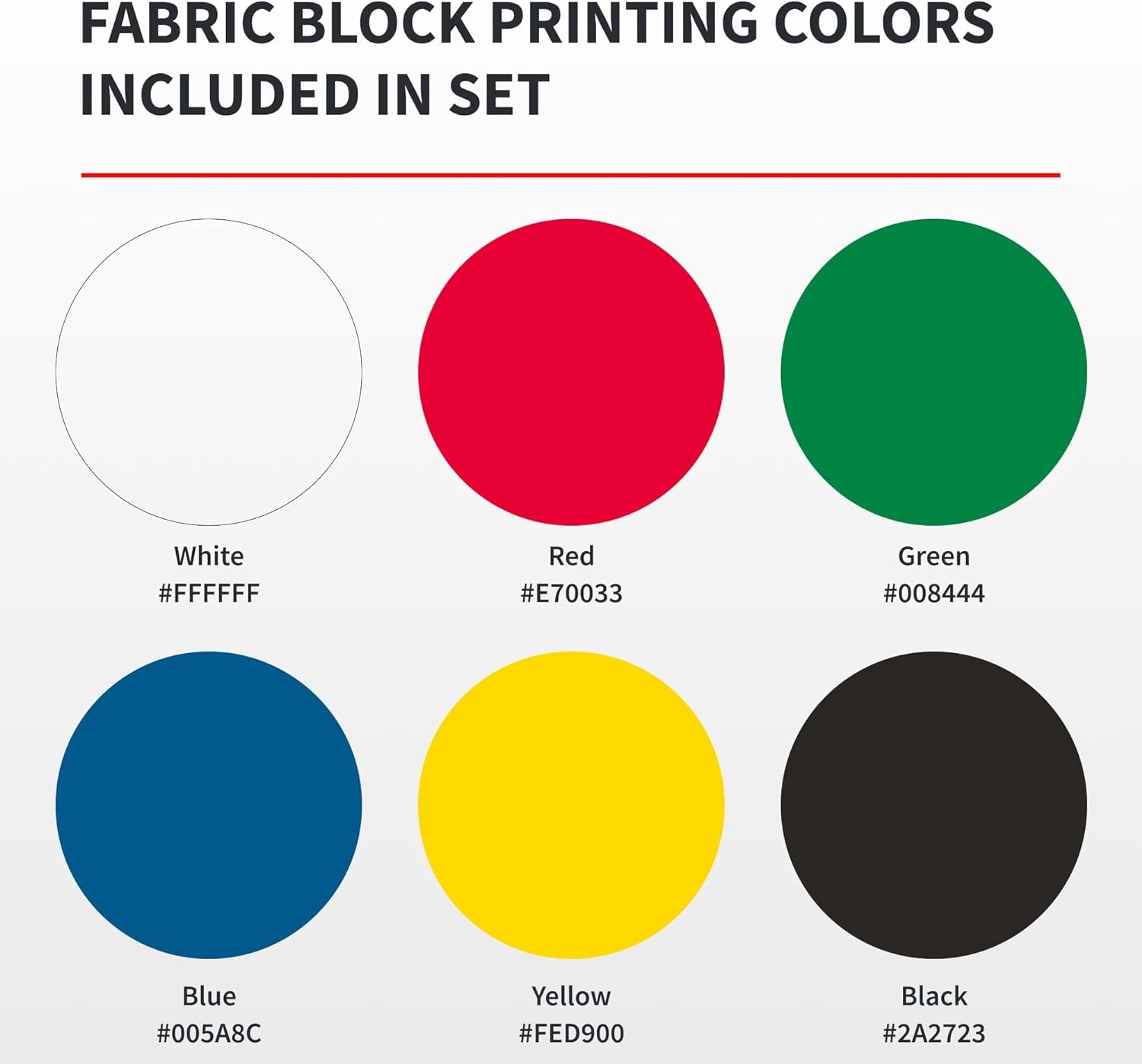 Fabric & Paper Block Printing Ink 6-Color Set, 1.25-Ounce X 6