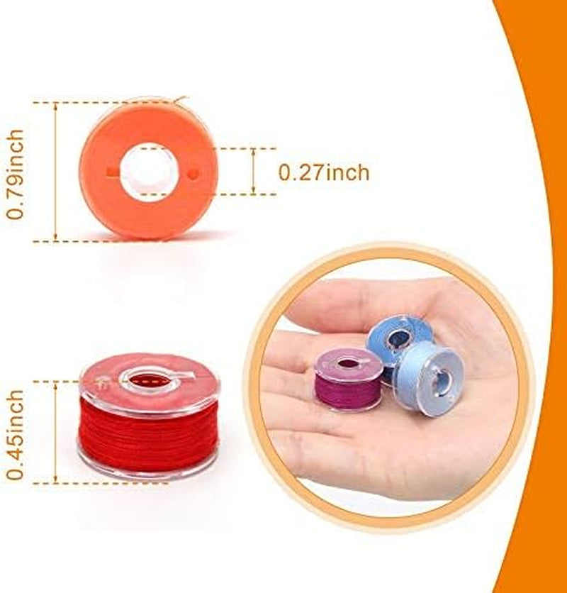 72 Pcs Prewound Bobbins Sewing Threads Standard Size and Assorted Colors Thread Bobbins with Bobbin Case for Brother/Babylock/Janome/Elna/Singer Embroidery Machine (72 Colors)