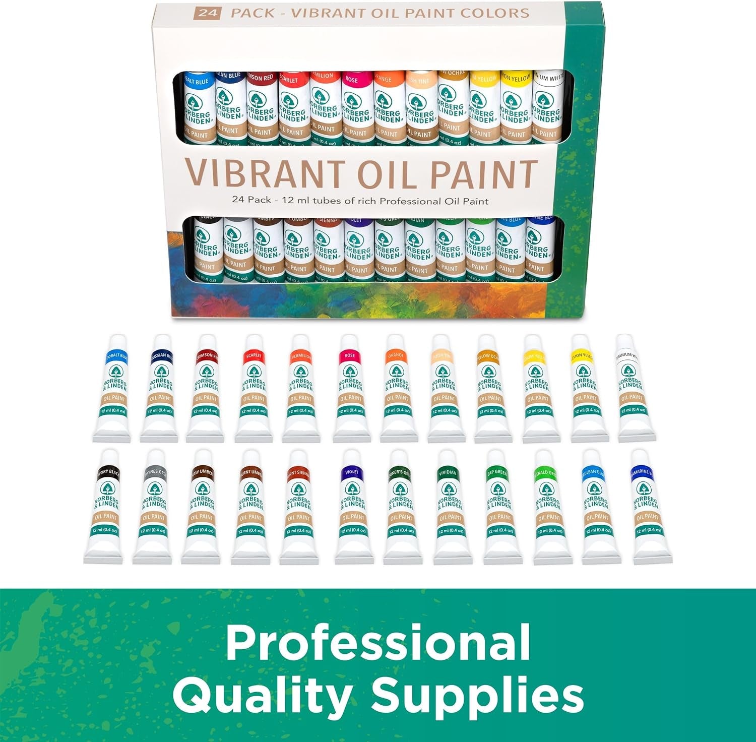 XXL Oil Paint Set - 24 Paints, 25 Brushes, 1 Canvas, and Art Palette - Oil Painting Supplies for Kids and Adults, Paint Supplies
