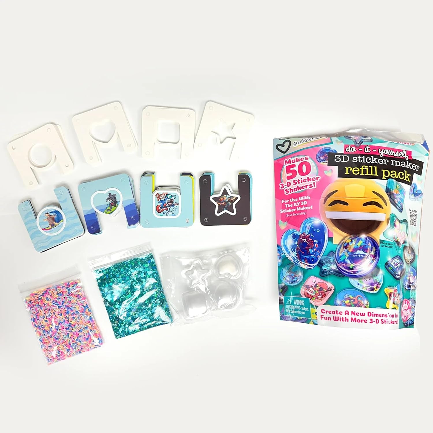 3D Sticker Maker Kit for Girls and Boys, DIY Arts and Crafts Fun for Ages 6+, Creative Toy Gift Set Includes 50+ Custom Refills- Safari Party Pack | ILY