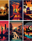 6 Packs Abstract Paint by Number for Adults Canvas, Easy Acrylic Landscape Paint by Numbers Kit for Adults Beginner, World Famous Scenic Spots Oil Painting Kits, Gifts Wall Decor 7.8X11.8Inch