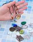 Pendant Trays with Glass Cabochons for Jewelry Making, 90Pcs Pendants Trays Set Including 30Pcs Bezel Pendant Trays Blanks, 30Pcs Glass Cabochons and 30Pcs Necklaces Cords for Necklace Making