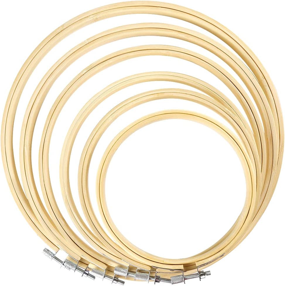 6 Pieces Embroidery Hoop Set Circle Cross Stitch Hoop Ring 4 Inch to 10 Inch for Embroidery and Cross Stitch
