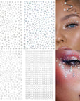 2116 Pcs Self Adhesive Rhinestones for Makeup Eyes Face 6 Sheets Clear Rhinestones Stickers Bling Gems Jewels Stickers for DIY (White)