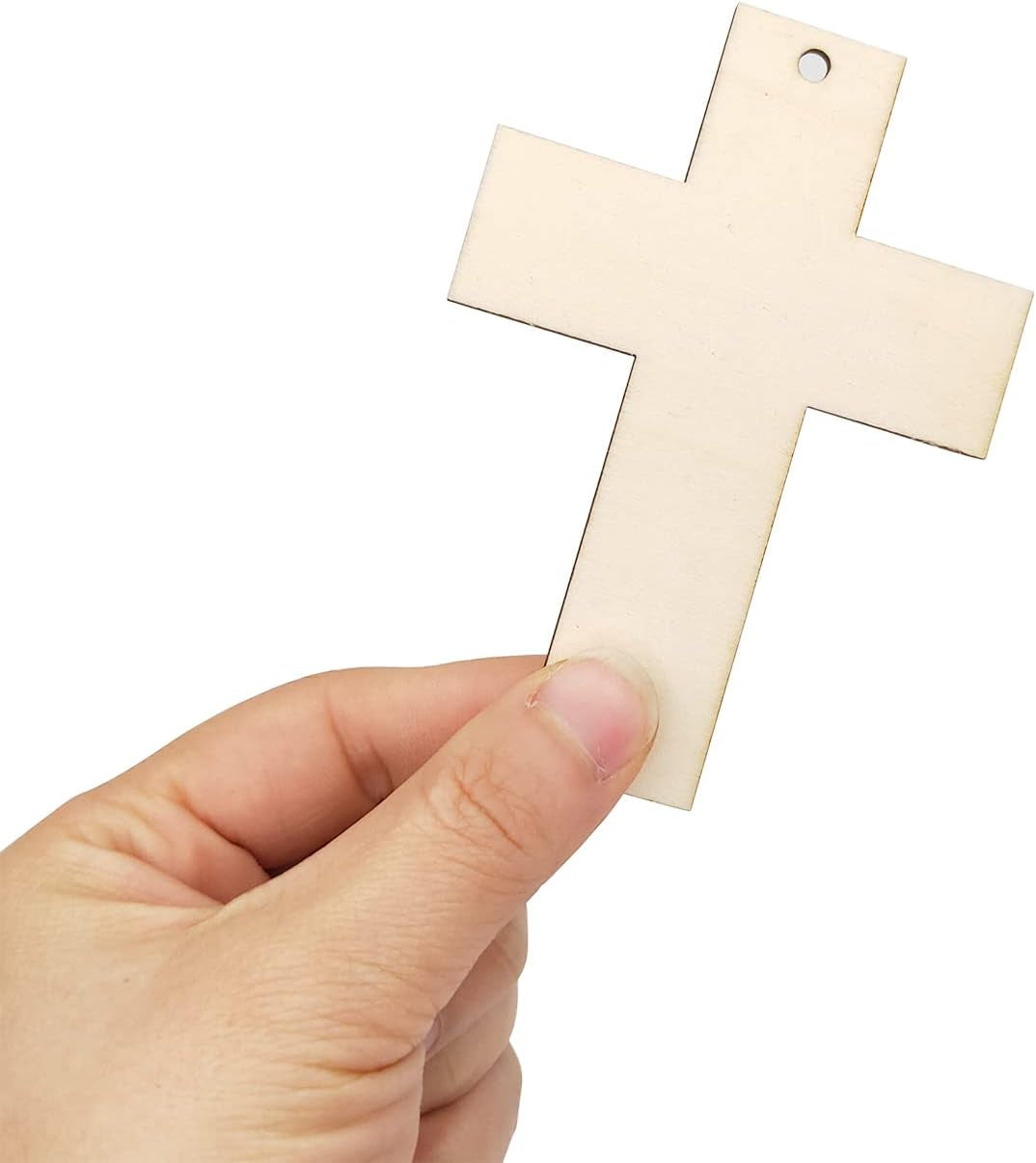 32 Pack Wood Cross Cutouts Small Wooden Crosses Hanging Ornaments DIY Cross Craft Gift Tags for Thanksgiving Christmas Home Party Decoration Craft Project