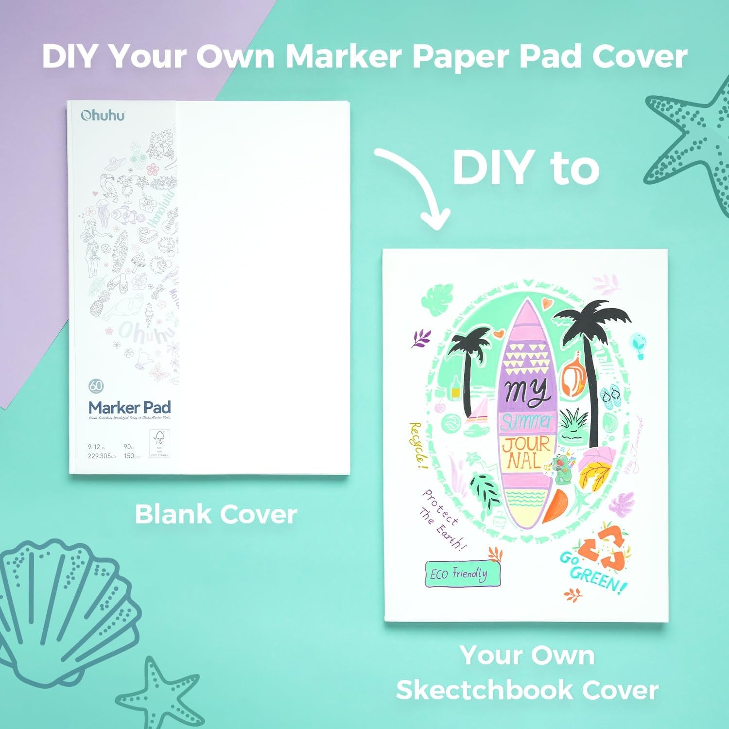 Double Sided Marker Pad Art Sketchbook Bleedproof - 9"X12" Large Paper Size - 90LB/150GSM Smooth Drawing Paper - 60 Sheets/120 Pages, Glue-Bound Sketching Book for Alcohol Markers Christmas Gift