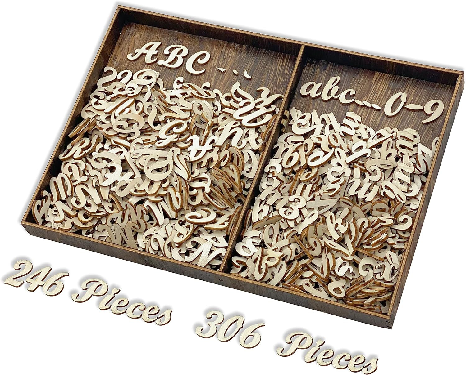 552 Pieces 0.75 Inch Mini Unfinished Wooden Letters Uppercase &amp; Lowercase Unpainted Wooden Numbers Blank Wood Letters Storage for Scrapbooking Crafts