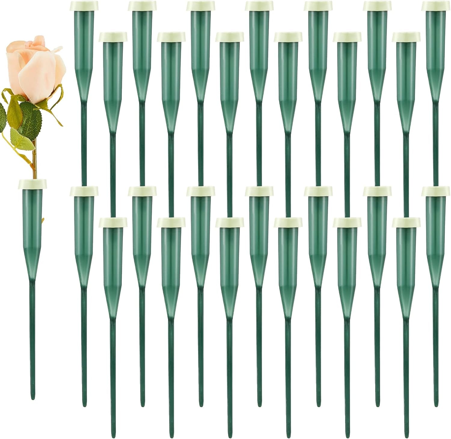90 Pcs 6 Inch Floral Water Tubes Green Floral Tubes Plastic Flower Tubes Supplies for Fresh Flowers with Rubber Cap for Flower Stem Arrangements Florist Supplies