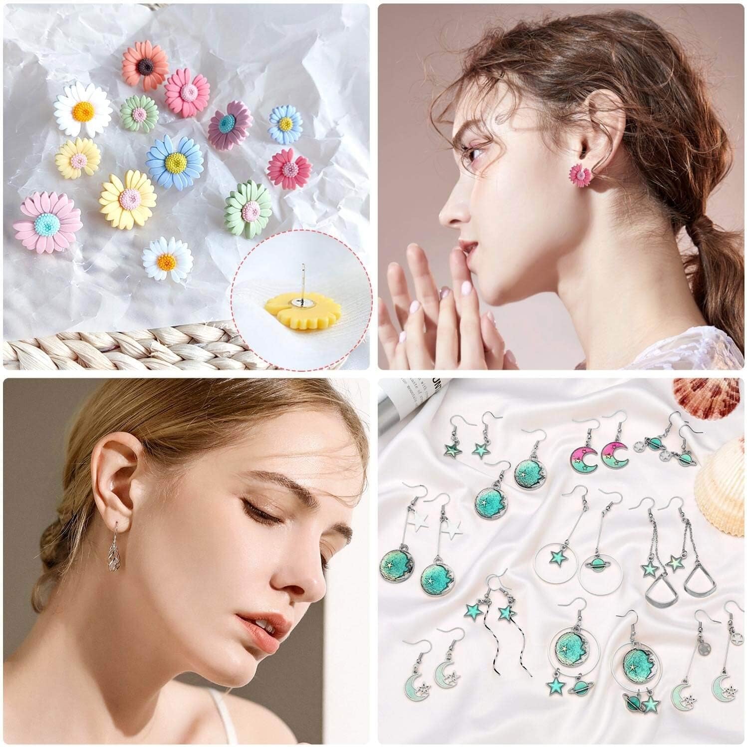 Hypoallergenic Earring Making Kit,  3080Pcs Earring Supplies Kit Includes Earring Hooks, Earring Backs, Jump Rings, Eye Pins, Earring Posts and Tools for Earring Making and Repairing
