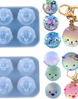 2Pcs Silicone Resin Molds for Jewelry Keychain Pendent Necklace, Cute Animal Orbs Piglet Chicken Bear Shape Ornaments Casting Molds for UV Resin Crafts, DIY Jewelry Making (Mirror & Matt)