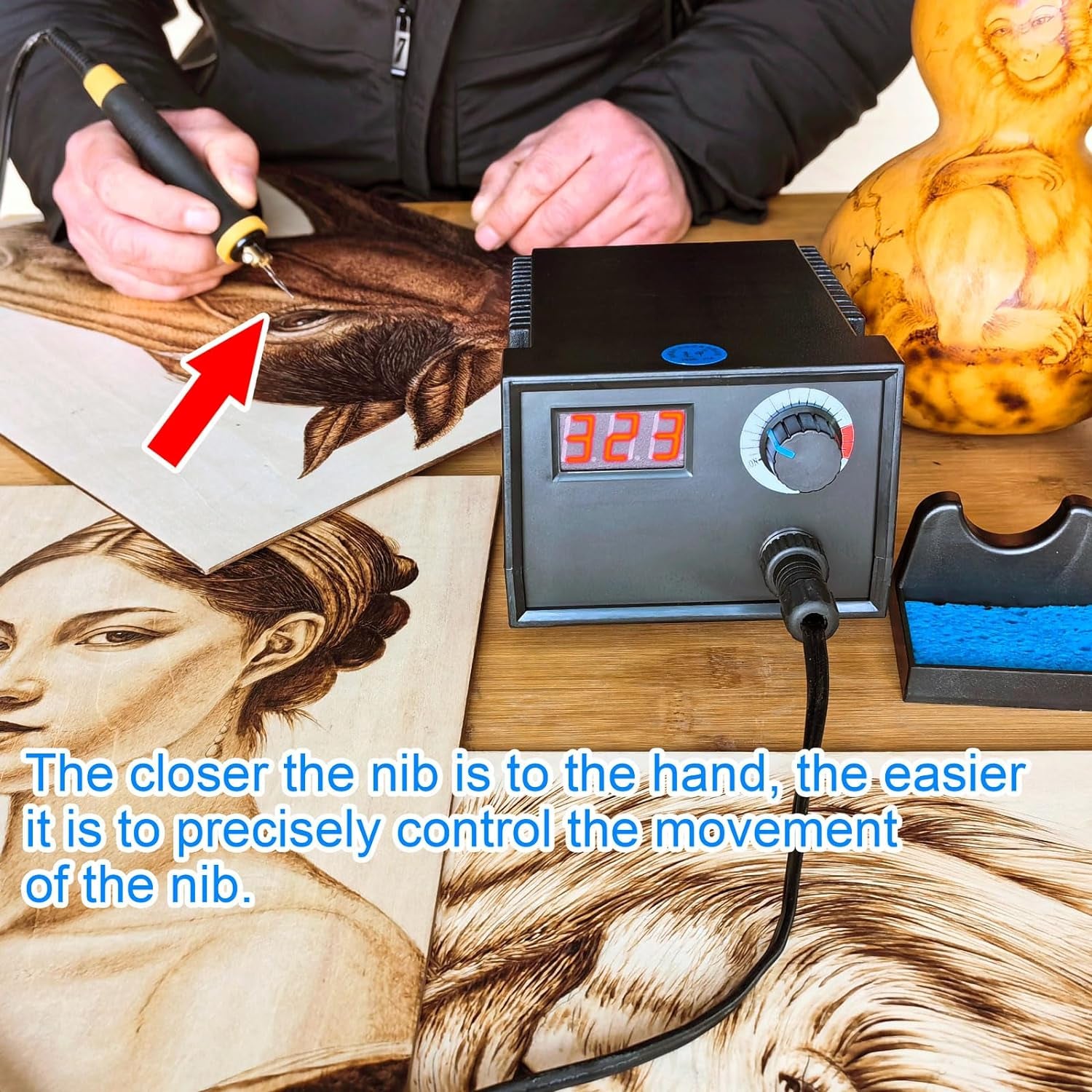 Wood Burning Tool,Wood Burning Kit Pen 25~750℃,Professional Wood Burning Kit,With Digital Thermometer Temperature Adjustable Temperature,1 Wood Burning Pens, 30 Wood Burning Pen Tips