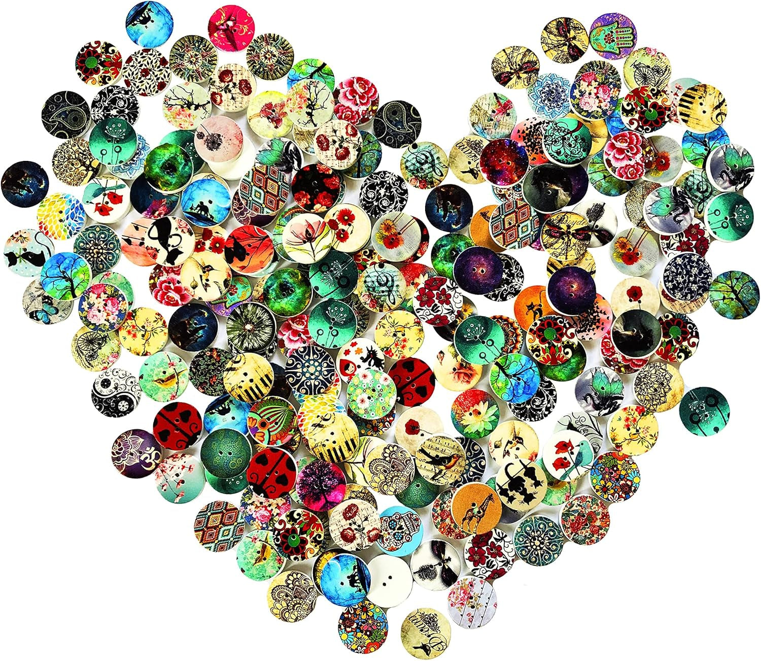 200Pcs Wood Buttons for Crafts 20Mm Wooden Craft Buttons with 2 Holes for DIY Sewing Craft Decorative