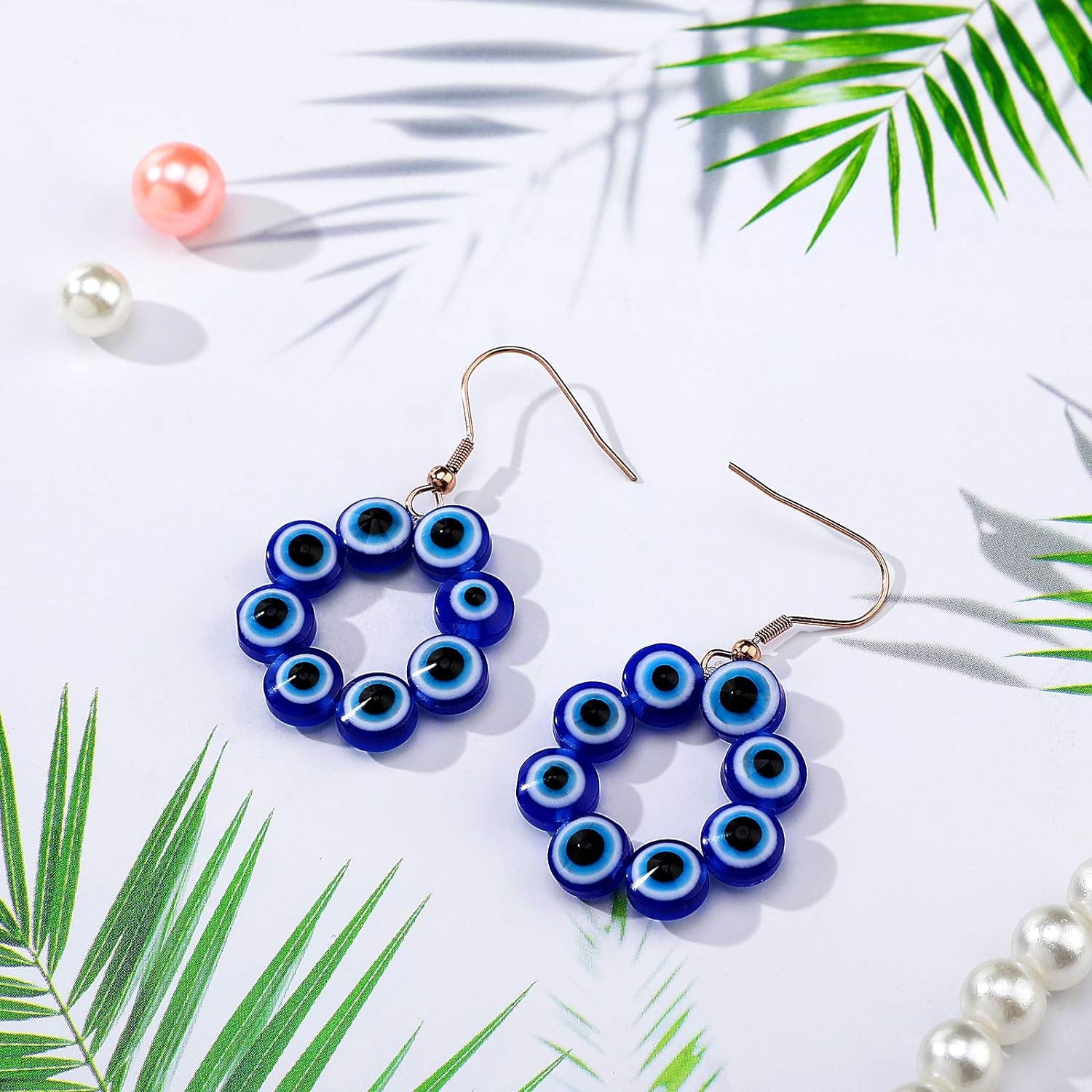 150 Pieces Evil Eye Beads Evil Eye Handmade Resin Beads Charms round Evil Eye Spacer Beads Turkish Handmade Beads for DIY Jewelry Bracelet Earring Necklace Craft Making