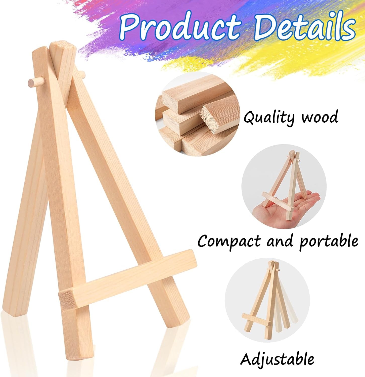 16 Pcs 5 Inch Mini Wood Display Easel, A-Shaped Small Wood Easel for Displaying Small Canvases, DIY Crafts, Photos, Gift, Home Decoration