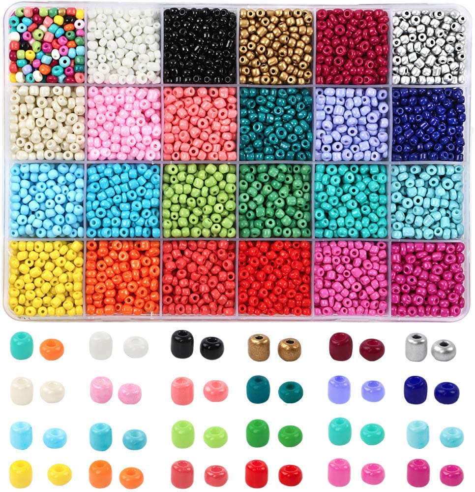 7200Pcs Seed Beads for Friendship Bracelet Kit, 4Mm Glass Bracelet Beads Kit and 300Pcs Letter Beads for Jewelry Making, Necklaces, Craft Gifts