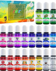 Alcohol Ink Set - 24 Vibrant Colors Alcohol-Based Ink for Resin Petri Dish Making, Epoxy Resin Painting - Concentrated Alcohol Paint Color Dye for Resin Art, Tumbler Making, Painting - 24 X 10Ml/.35Oz