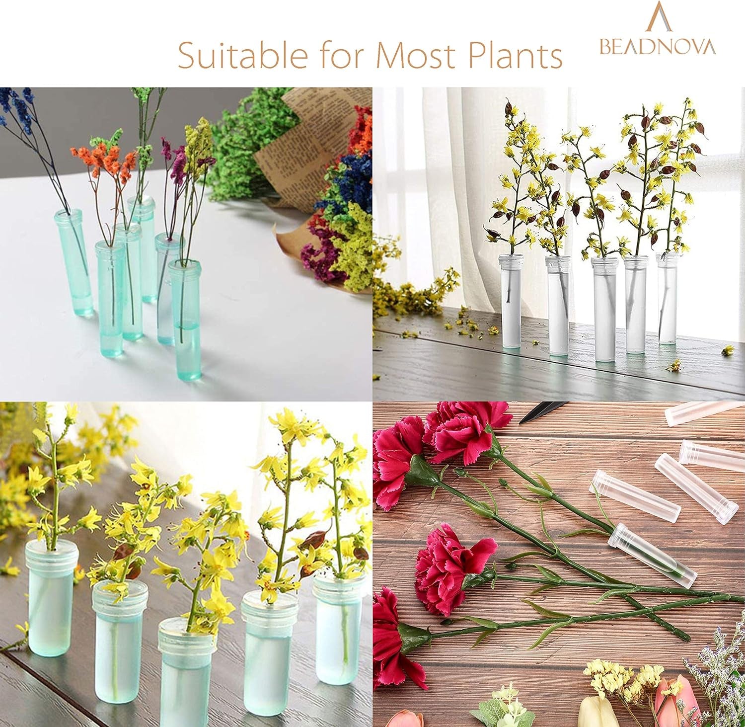 Floral Water Tubes 2.8 Inch Plastic Water Tubes for Floral Flower Vials with Caps for Flower Arrangement Decoration (Clear, 20 Pcs)