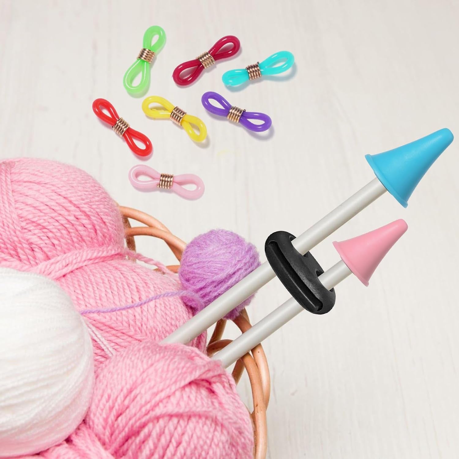 35Pcs Knitting Stitch Stoppers, Needle Minder, Knitting Needle Stoppers, Knitting &amp; Crochet Supplies, Knitting Needle Point Protectors, Needle Stopper, Knitting Needle Hugger