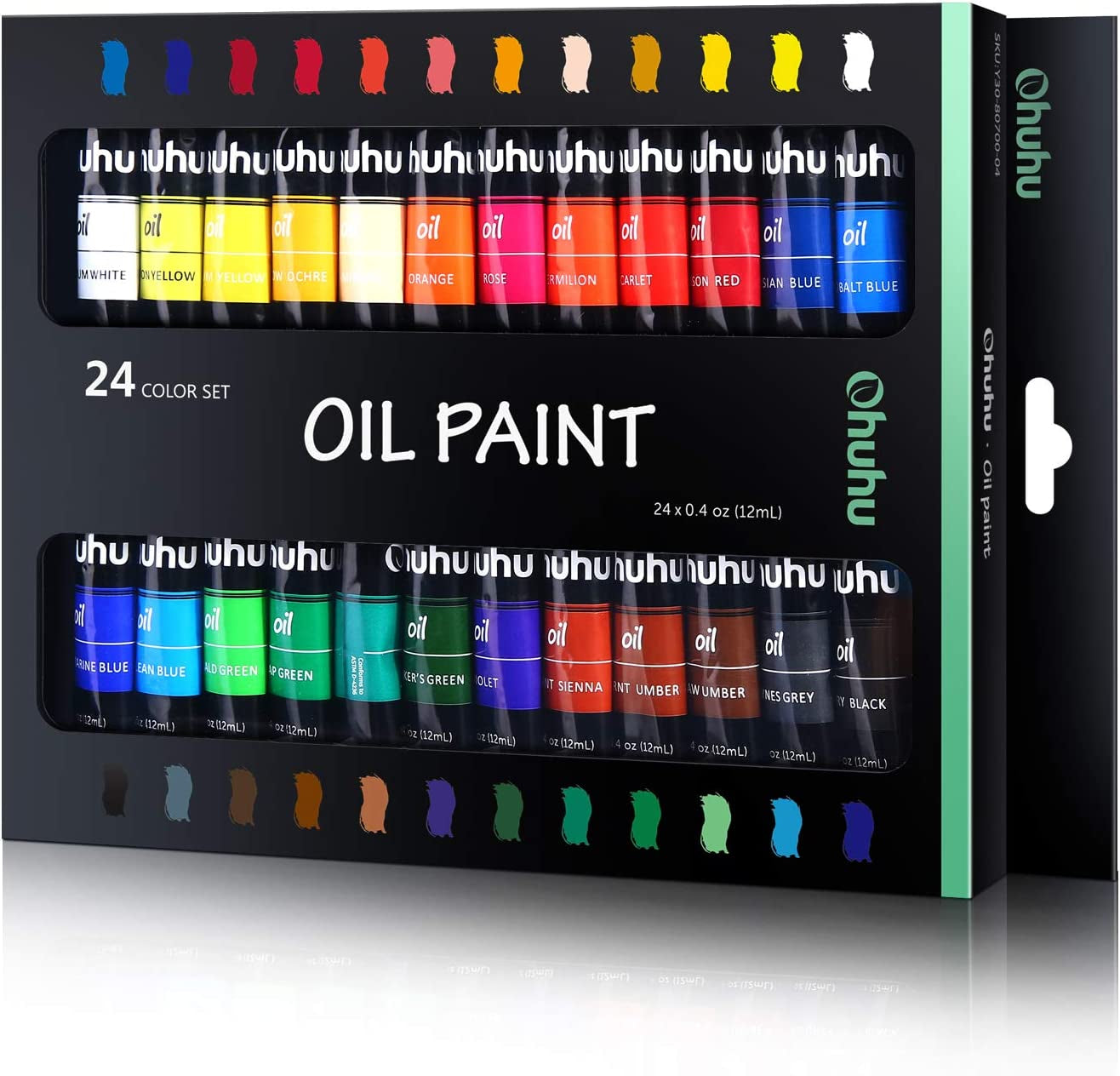 Oil Paint Set, 24 Oil-Based Colors, 12Ml/0.42Oz X 24 Tubes Non-Toxic Oil Painting Set Supplies for Canvas Painting Artist Kids Beginners Adults Classroom DIY Art Supplies Gift
