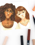56236 Dual Brush Pen Art Markers, Portrait, 6-Pack. Blendable, Brush and Fine Tip Markers