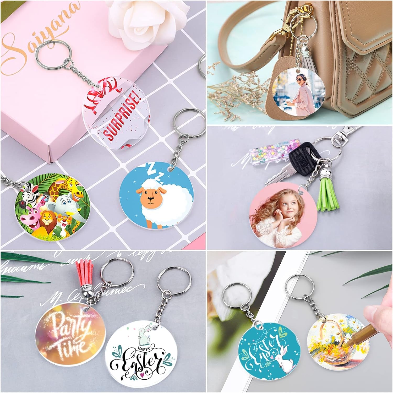 350Pcs Acrylic Keychain Blanks  Clear Acrylic Keychain Blanks for Vinyl with 60 Pcs Acrylic Blanks, 60 Pcs Keychain Tassels, 170 Pcs Jump Rings and 60Pcs Keychain Rings for DIY Keychain Craft