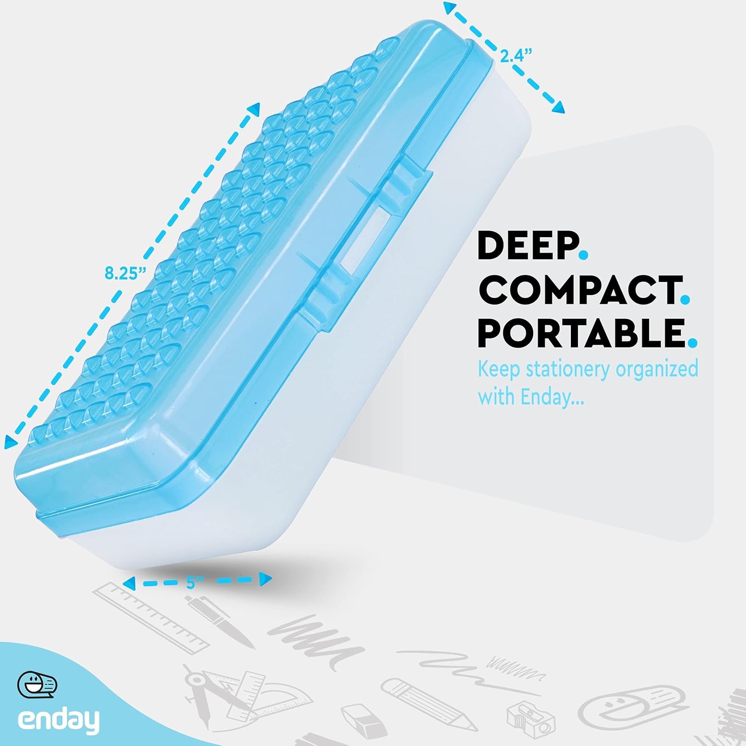 Plastic Pencil Box Large Capacity Pencil Boxes – 6 Pack Assorted Colors, Pencil Box Plastic Pencil Case Office Supplies Storage Organizer Box - by Enday